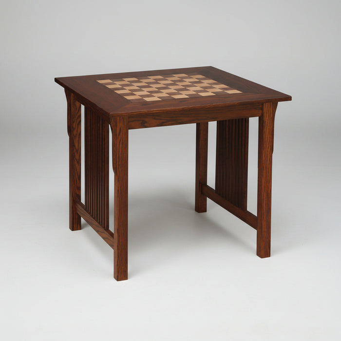 Amish Mission Game Table Chess Checkers Solid Wood Inlay Board American Made