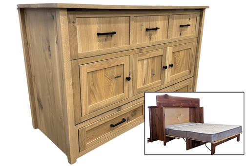 Amish Mission Hide-A-Bed With Drawers - Solid Quarter Sawn White Oak - Amish Murphy Bed