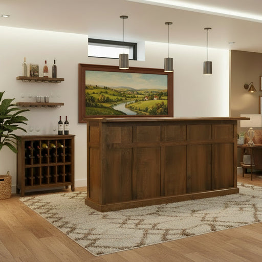 Mission Style Home Bar with Wine Storage 