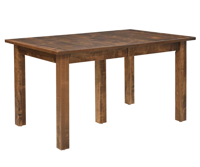 Amish Mission Square Leg Table Maple Wood Long Oak Stain Quick Ship Dining Table Front Facing