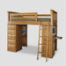 Amish Mission Loft Bed with Ladder and Storage Chest and Desk Under Bed