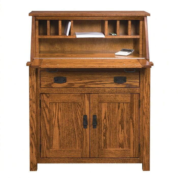 Amish Mission Secretary Desk Open Black Mission Hardware
