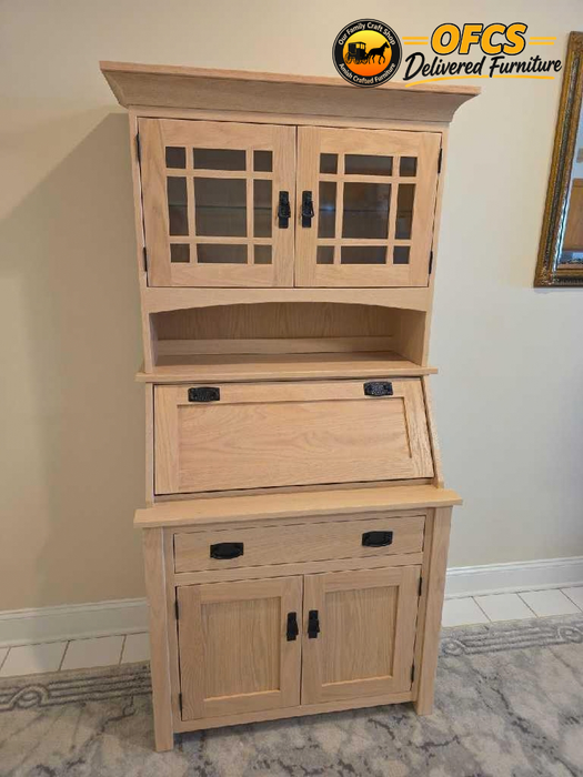 Amish Mission Secretary Desk With Hutch Top