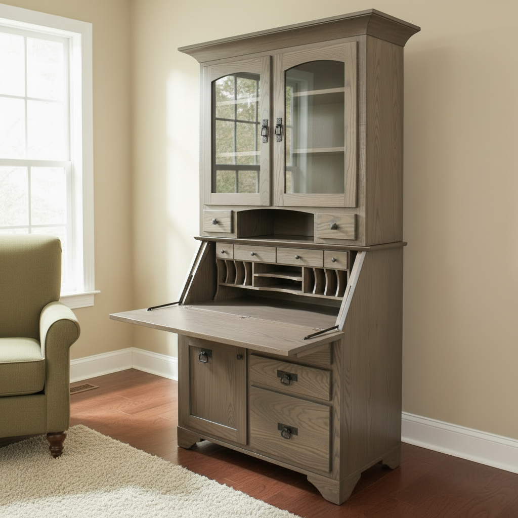 Amish Millers Mission Secretary Desk Single Pedestal Desks Farmhouse Mission