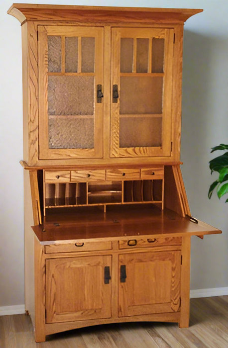 Amish Millers Arched Mission Secretary Desk Optional Hutch Desk with Hutch Top Secretary Desks Farmhouse Mission