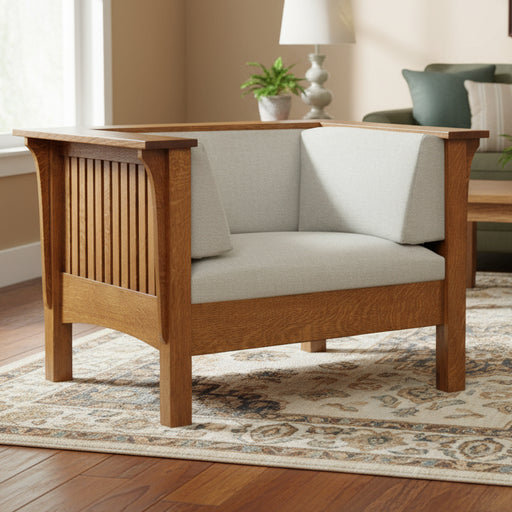 Amish Mission Slat Chair - Quality Fabrications - Amish Made Stickley Mission Style Chair