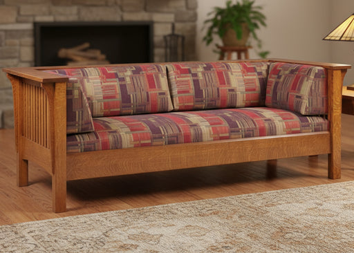 Amish Mission Slat Sofa - Quality Fabrications - Amish MAde Stickley Mission Style Sofa