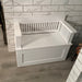Mission Storage Bench with Mission Backing and Arms OCS 341 White on Oak Amish Made Front Facing