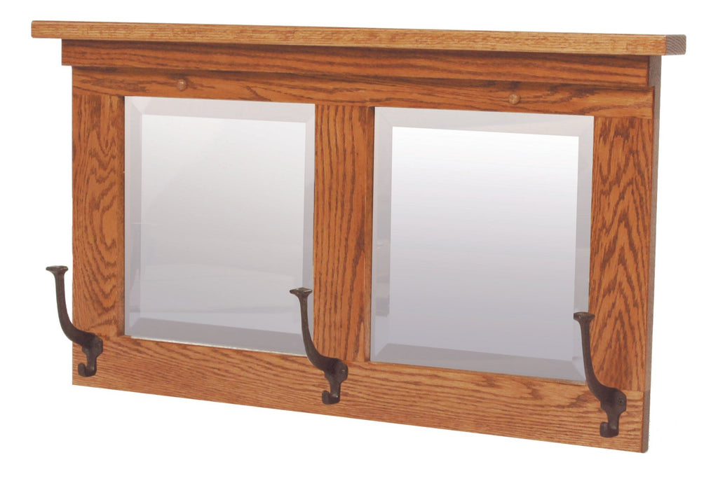 Amish Mission Wall Mirror 3-Hook Wall Mirrors Mission