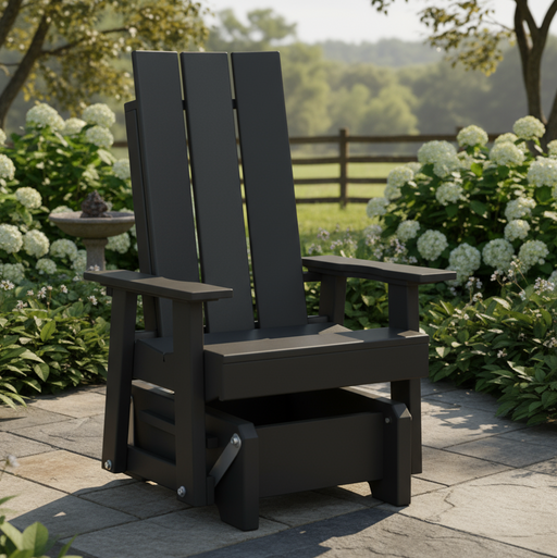 Amish Modern 2 Foot Single Glider in black Poly Outdoor Furniture