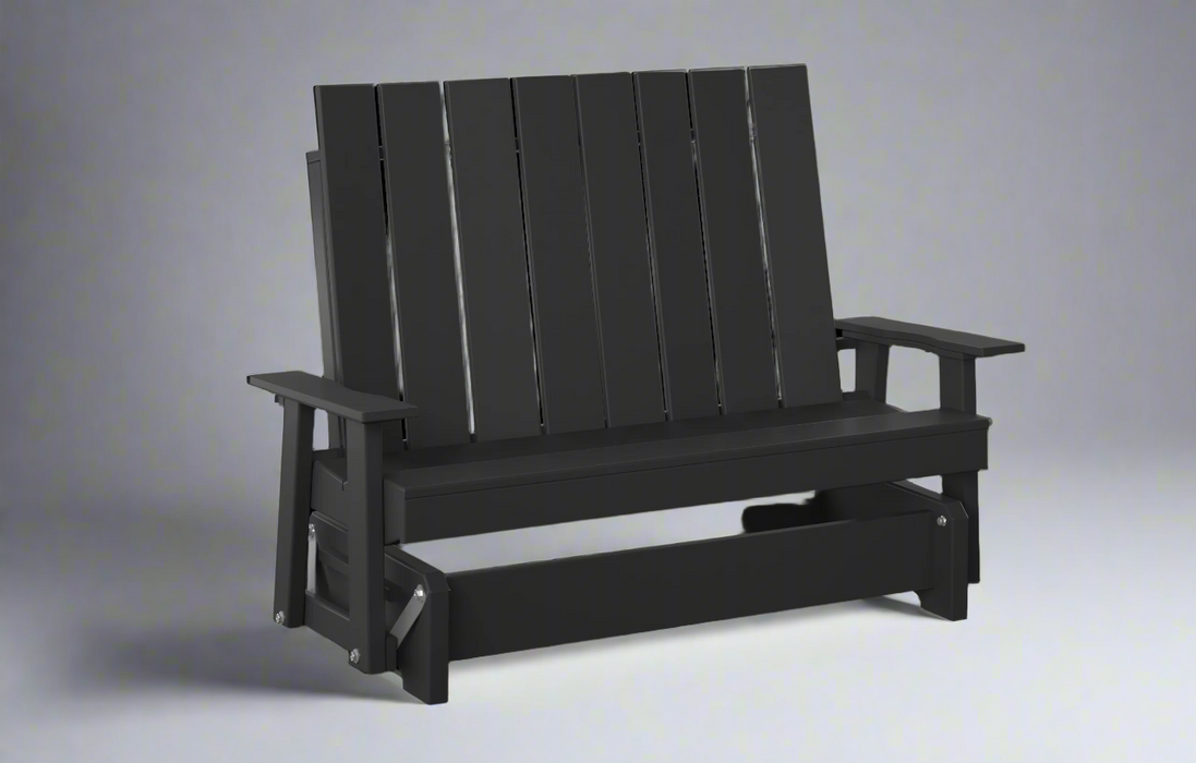 Amish Modern 4 foot glider in black poly outdoor furniture