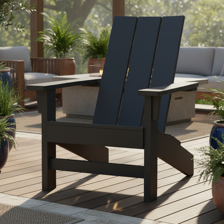 Amish Modern Adirondack Chair in Black Poly Outdoor Furniture Amish