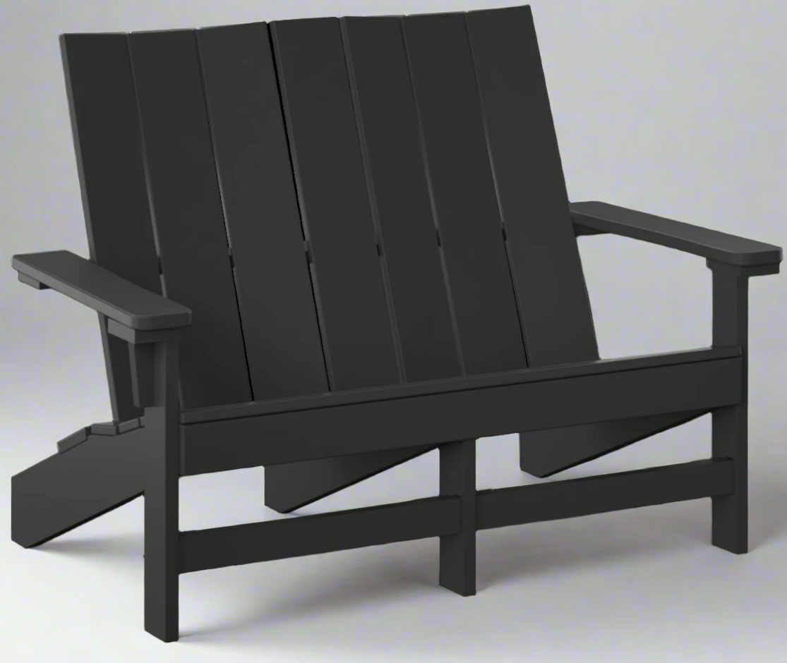 Amish Modern Double Adirondack in Black Poly Outdoor Furniture