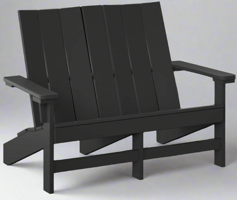 Amish Modern Double Adirondack in Black Poly Outdoor Furniture