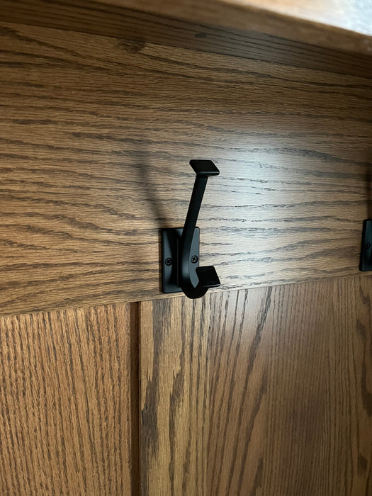 Amish Modern Farmhouse Hall Seat with Hooks Front Facing
