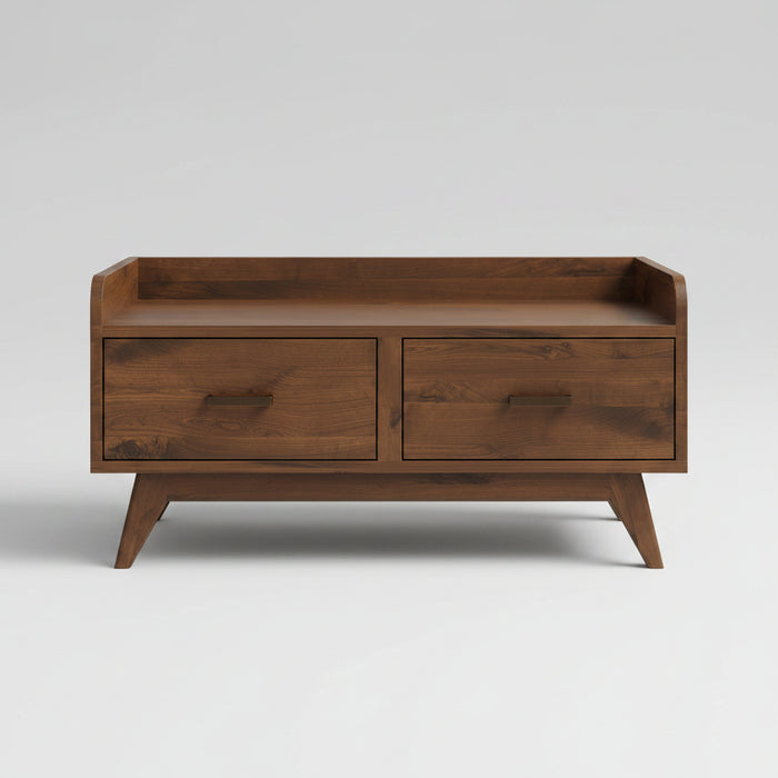 Amish Modern Mid Century Bench with Drawer Coffee Table