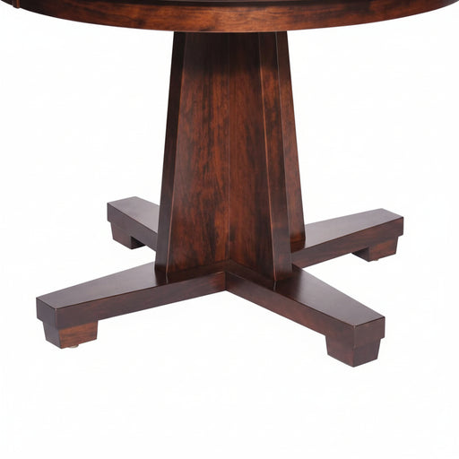 Amish Modern Mission Round Single Pedestal Table - Mission Base - Round Amish Table - Sap Cherry - OCS-117 Asbury - Base Close-up