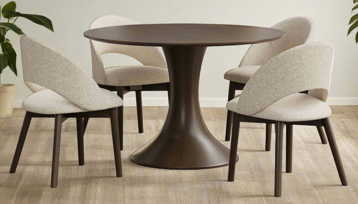 Amish Modern Oneida Round Dining Set With Fabric Dining Chairs- Amish Solid Maple Round Dining Table Set - Heartland Fabric - Wengerd Wood Products 1