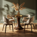 Amish Modern Oneida Round Dining Set With Fabric Dining Chairs- Amish Solid Maple Round Dining Table Set - Heartland Fabric - Wengerd Wood Products