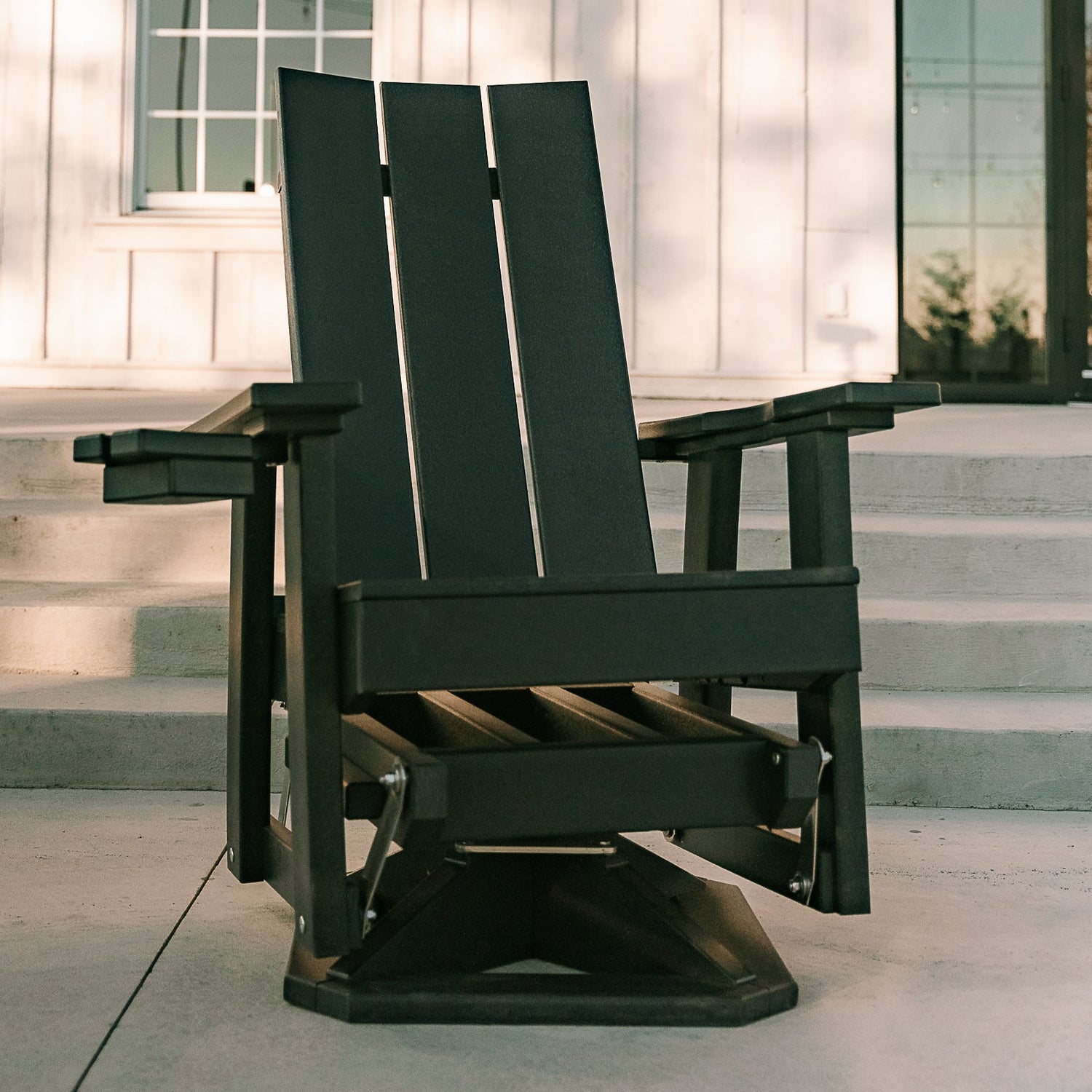 Amish Modern Single Swivel Glider Front View Poly Outdoor Black Furniture