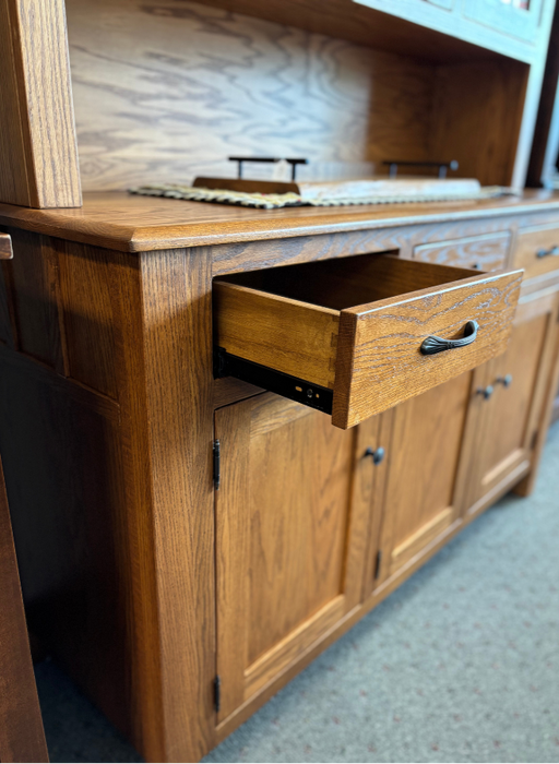 Amish New England 3-Door Hutch - Solid Oak Amish Hutch - OCS-104 Seely Stain 2