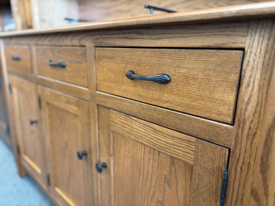 Amish New England 3-Door Hutch - Solid Oak Amish Hutch - OCS-104 Seely Stain 5