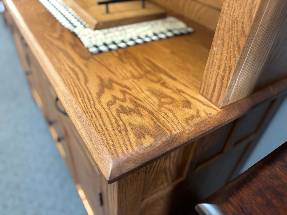 Amish New England 3-Door Hutch - Solid Oak Amish Hutch - OCS-104 Seely Stain 6