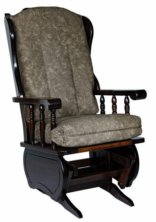 Amish Newport Brown Maple with Rich Tobacco Stain Traditional Style Swivel Glider Rocking Chair