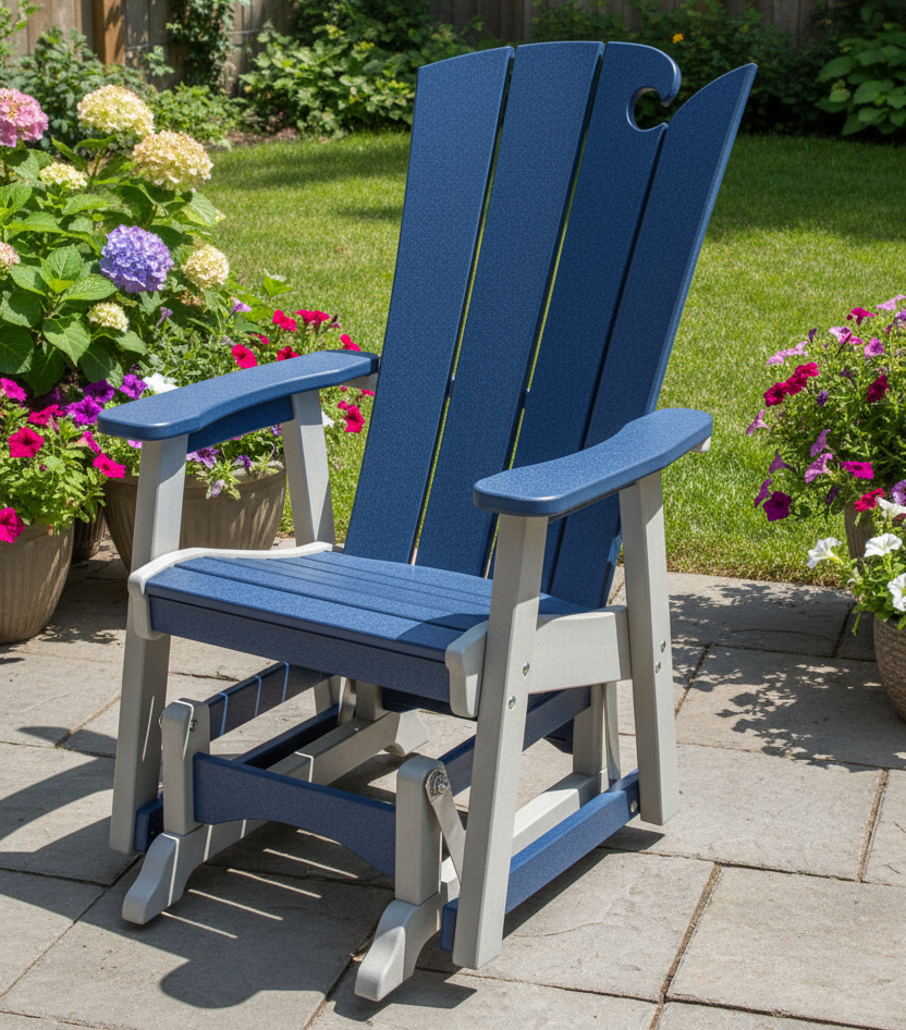 Amish OceanWavz Single Glider
Amish Made Poly Single Glider
Patriot Blue On Light Grey