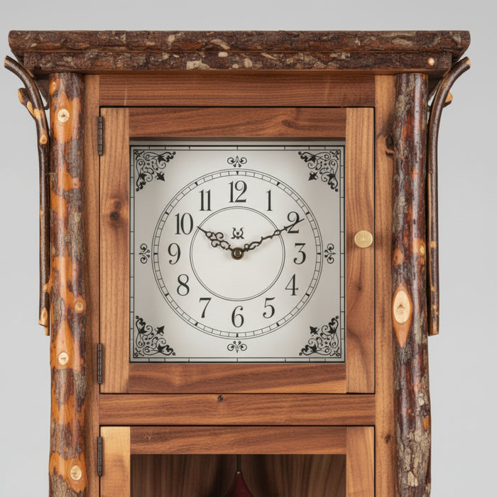 Amish Hickory Log Old Country Grandfather Clock