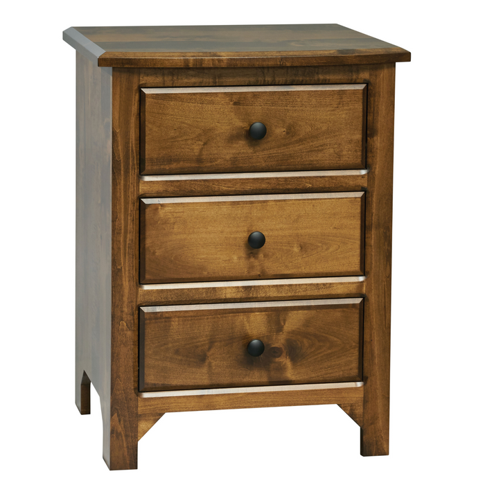 Amish Old World 3-Drawer Nightstand  - J&M Woodworking - Amish Quarter Sawn White Oak Bedroom Set 