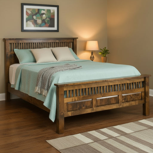 Amish Old World Mission Antique Bed - Amish Made Mission Bed - J&M Woodworking - Solid Maple Mission Bed - In-Room