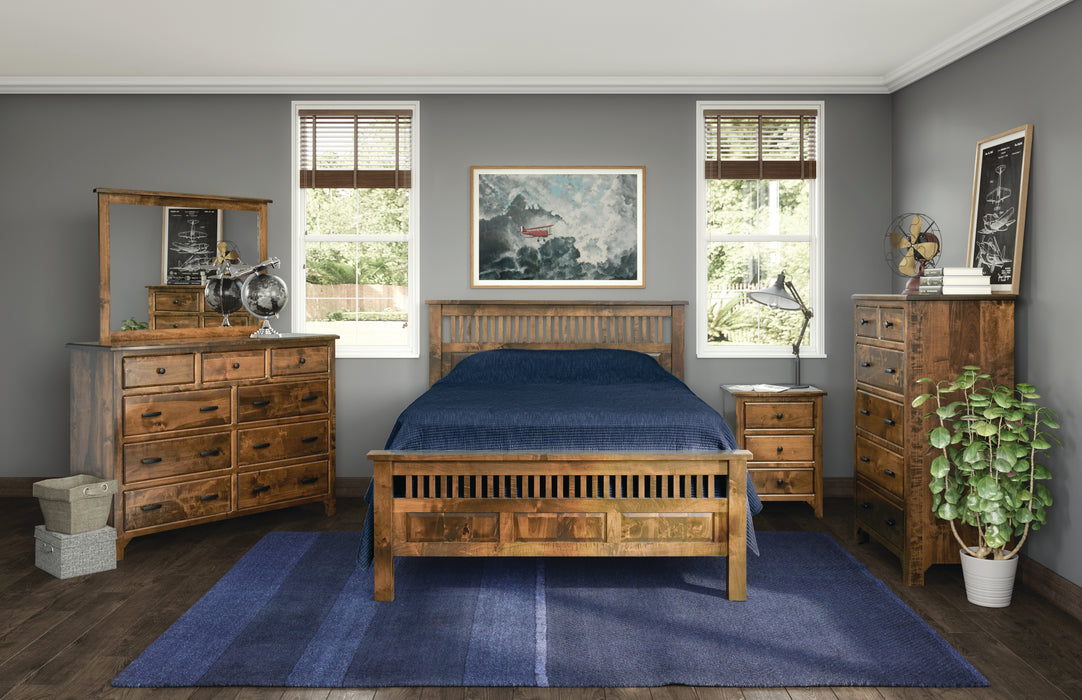 Amish Old World Mission Bedroom Set - J&M Woodworking - Rustic Brown Maple Wood - Amish Mission Bedroom Set - In-Room