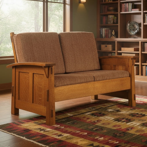 Amish Olde Shaker Love Seat - Quality Fabrications - Amish Craftsman Mission Style Love Seat - Solid Wood