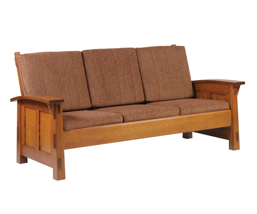 Amish Olde Shaker Sofa - Quality Fabrications - Amish Made Craftsman Mission Style Sofa - Solid Wood - No Background