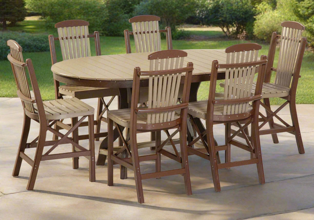 Amish Oval 44" x 72" Bentpoly Counter Dining Set with Poly Bentwood Counter Dining Chairs