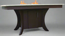 Amish Paradise Dining Fire Pit weather wood on brown outdoor durable dining furniture