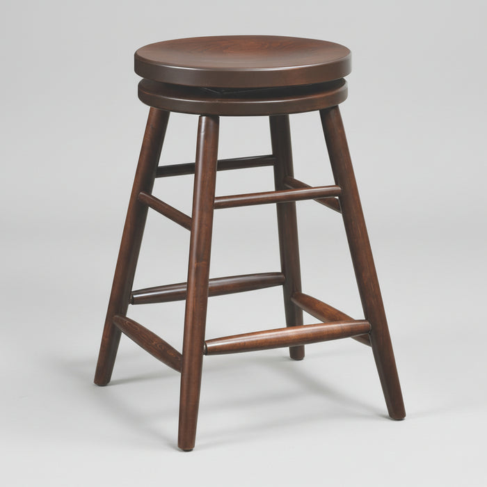 Amish Plain Turned Shaker Barstool with Round Swivel Seat Mid Century Modern Turned Leg Bar Stool