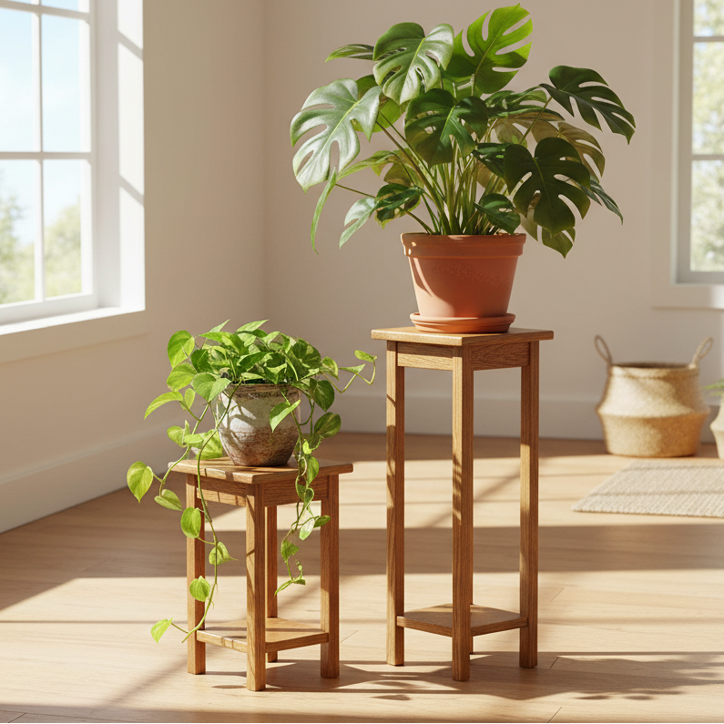Amish Plant Stand with Square Legs Simplicity Plant Stand Solid Oak