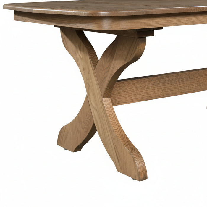 Amish Plymouth Double Pedestal Table - X-Base Amish Dining Table - Contemporary/Farmhouse Amish Dining Table - Base Close Up Detail