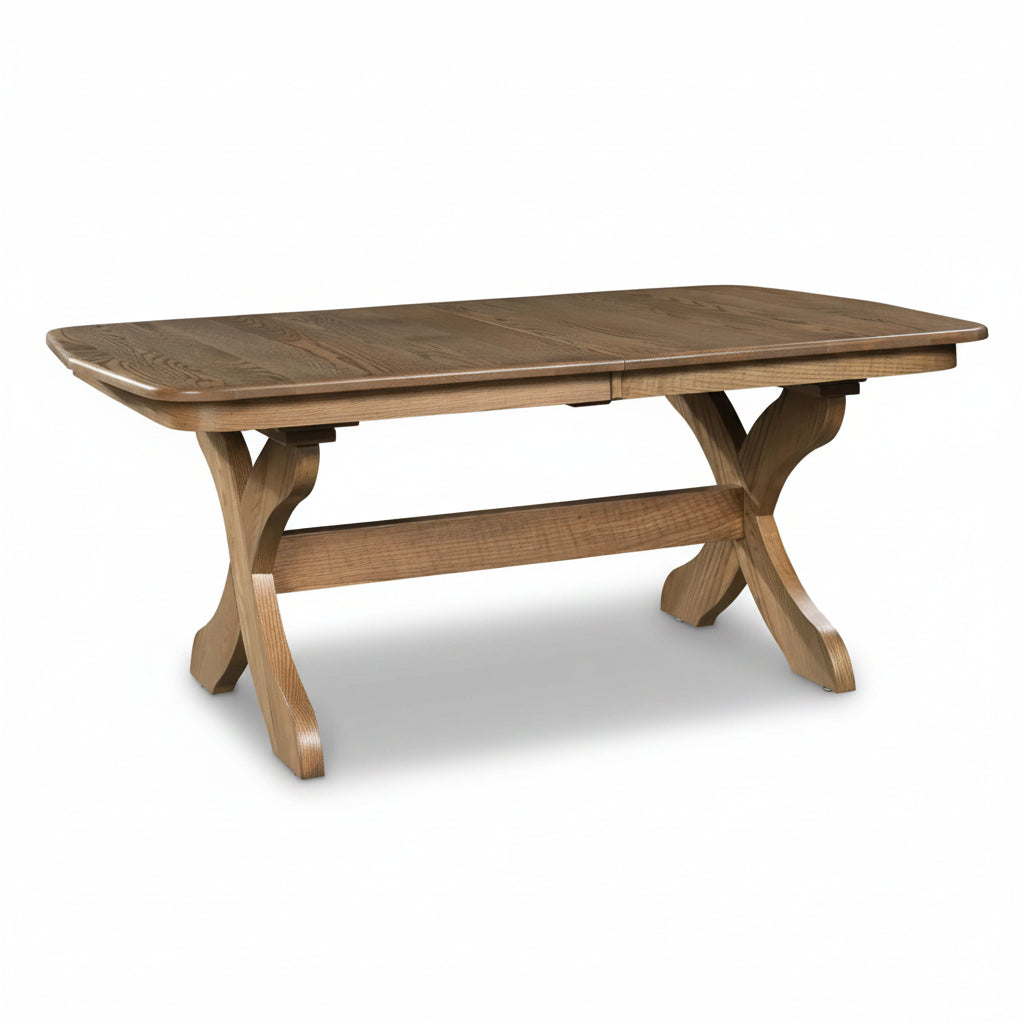 Amish Plymouth Double Pedestal Table - X-Base Amish Dining Table - Contemporary/Farmhouse Amish Dining Table - Blank Photo