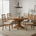 Amish Plymouth Round Single Pedestal Table - Solid Oak Round Amish Table - Shown in Oak with Bel Air Stain - 42" Round With 1-12" Leaf - In-Room Photo