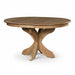Amish Plymouth Round Single Pedestal Table - Solid Oak Round Amish Table - Shown in Oak with Bel Air Stain - 42" Round With 1-12" Leaf