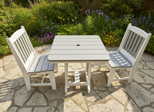 Levi Leisure 33" Square Poly Mission Dining Table and Chairs Amish Poly 33" Square Mission Dining Set Front Facing