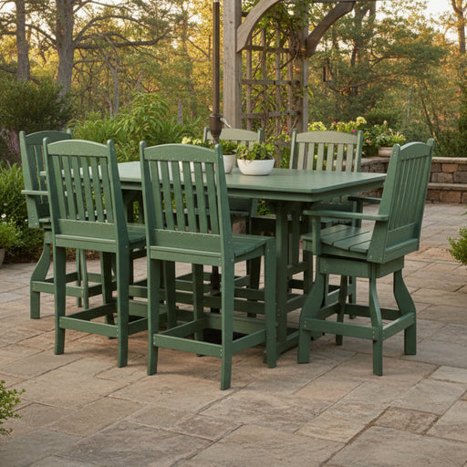 Levi Leisure 33" x 72" Counter Table with Mission Swivel Chairs Amish Poly Outdoor Mission Counter Dining Set Front Facing