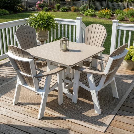 Amish Poly 44" Square Adirondack Dining Set Berling Gardens Lux Craft Finish Poly Outdoor Furniture