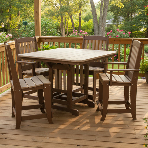 Levi Leisure 44" Square Counter Table with Mission Counter Chairs Amish Poly Outdoor 44" Counter Dining Set Front Facing