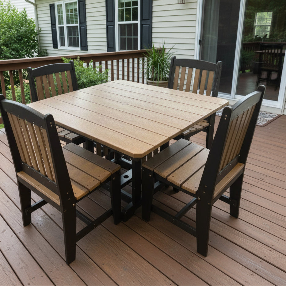 Leisure 44" Square Mission Dining Set Amish Poly Outdoor Mission Dining Set Font Facing