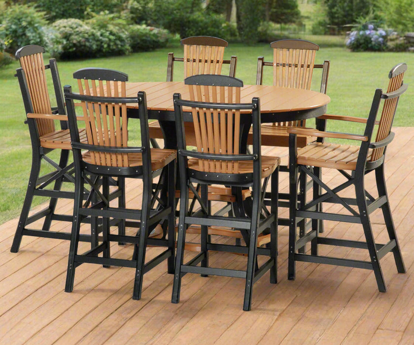 Amish Poly 44" x 60" Oval Bar Table with Bentwood Poly Bar Chairs Rabers Poly Woodshop