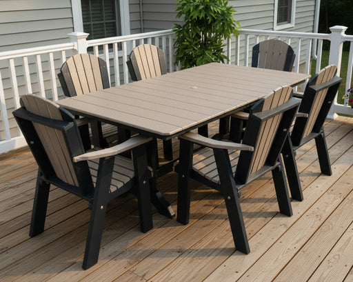 Amish Poly 44" x 72" Adirondack Dining Set Luxcraft Berlin Gardens Finish Amish Poly Outdoor Furniture